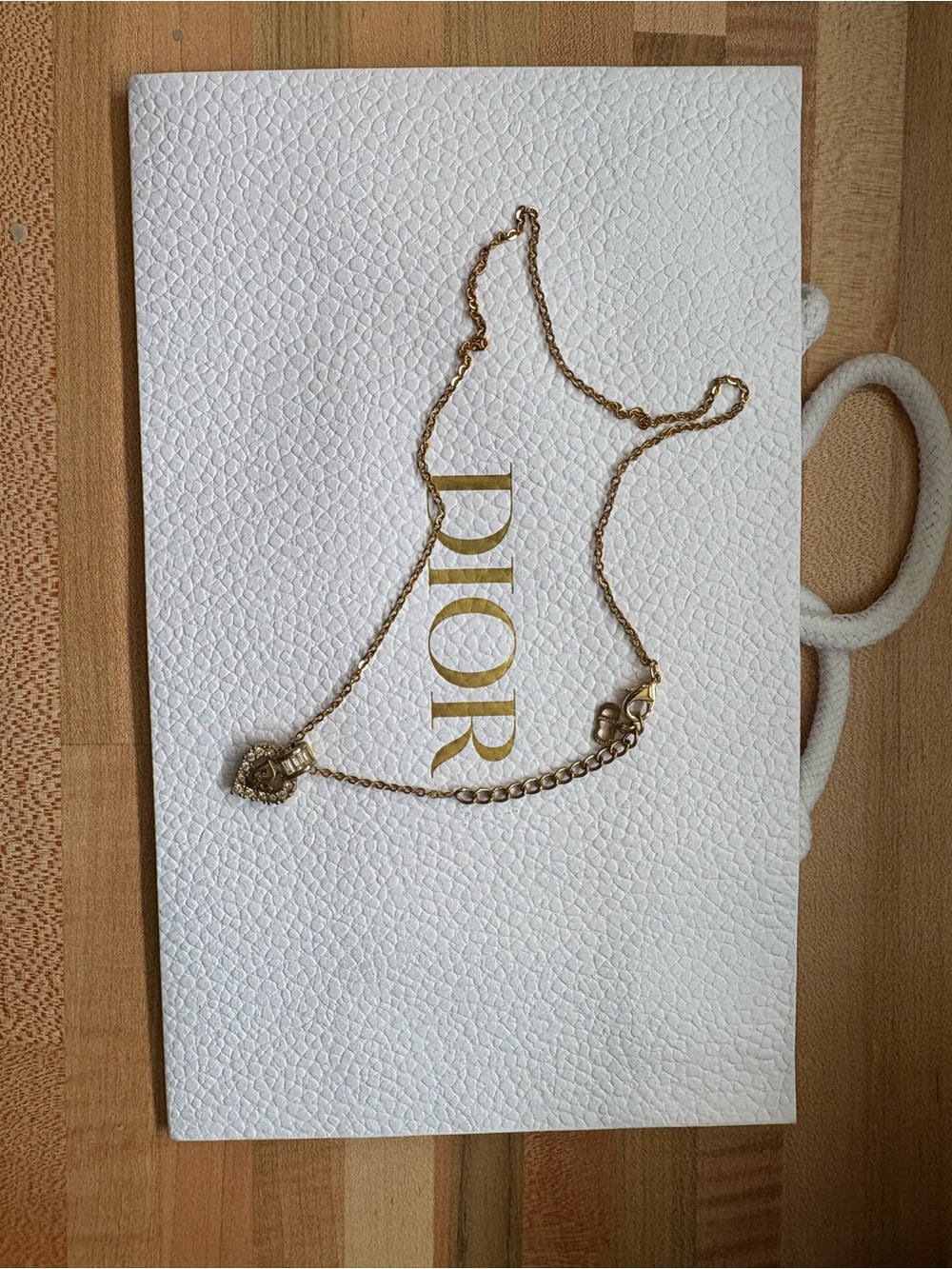 Vintage Dior Rhinestone Heart Necklace + Dior Paper Shopping Bag - Picture 3 of 9